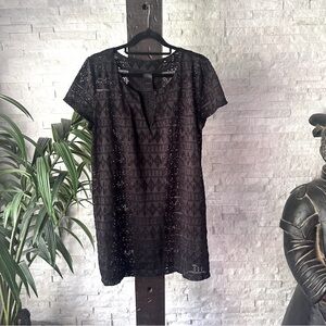 Catalina Rich Black Tribal Cutout Swim Cover Size L 12/14